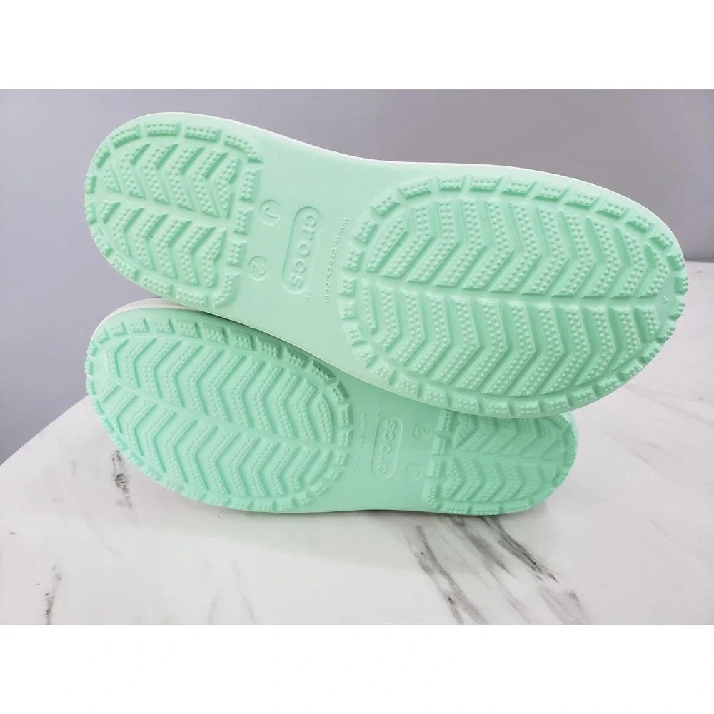 NEW MINT GREEN Sz 2 Crocs CROCBAND RELAXED FIT RAINBOOT RAIN BOOT BOYS GIRL KIDS